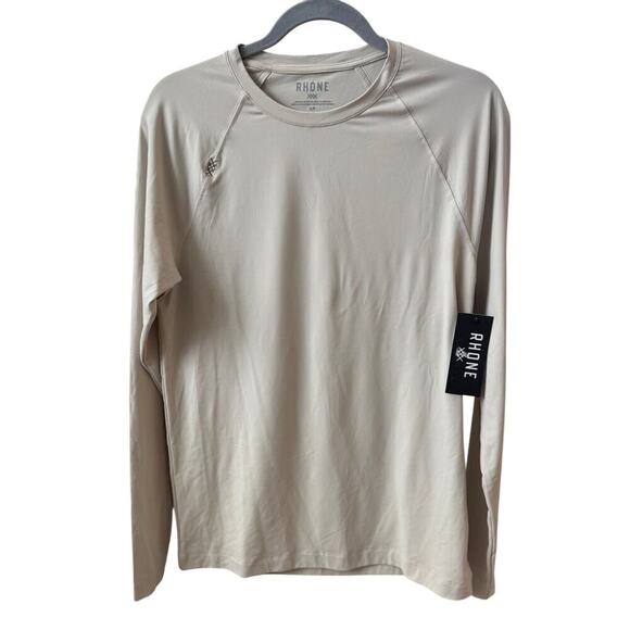 Rhône Long Sleeve Men’s workout ski shirt in Sandstone Beige Cream Tan Small NWT - Picture 3 of 10